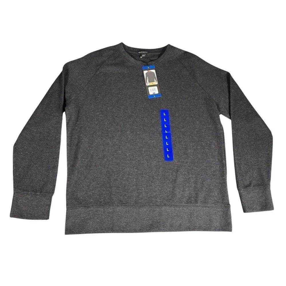 BANANA REPUBLIC Sz L Mens Charcoal Gray Crew Pullover Shirt Cotton Blend NWT